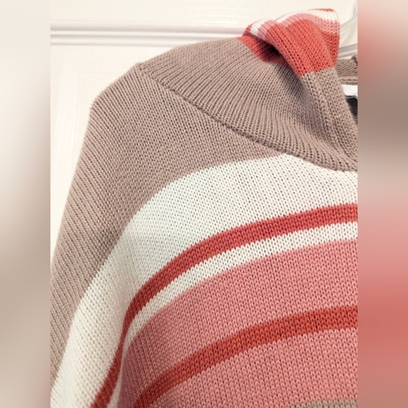 National Hooded Knit Long Cardigan Sweater Stripe 2 Pocket Toggle Close Plus 2X - Picture 3 of 8
